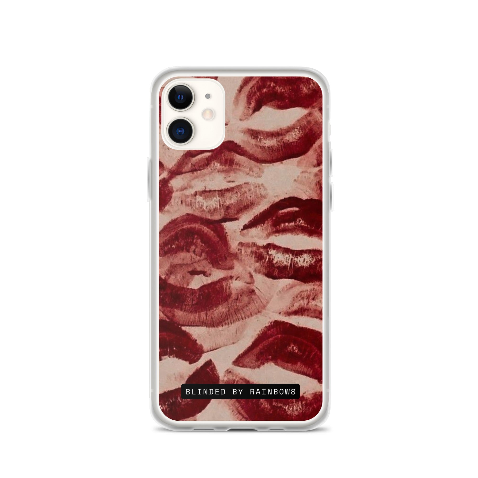 Limited edition Valentines Day, Kiss Me iPhone Case, with cherry kisses from Blinded by Rainbows for film lovers.