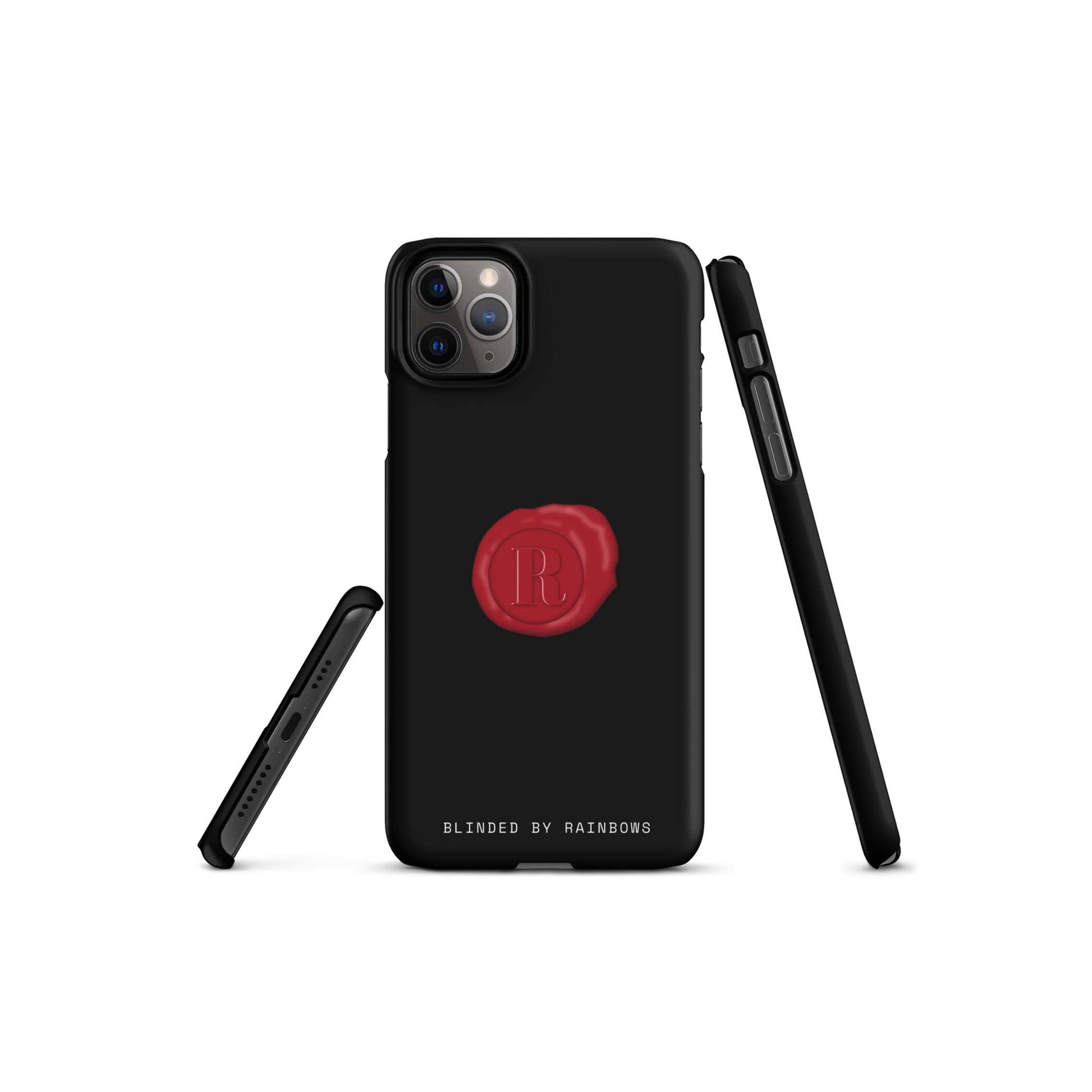 Limited edition, Nightcall iPhone Case, in matte black with cherry wax stamp from Blinded by Rainbows for cinema lovers.