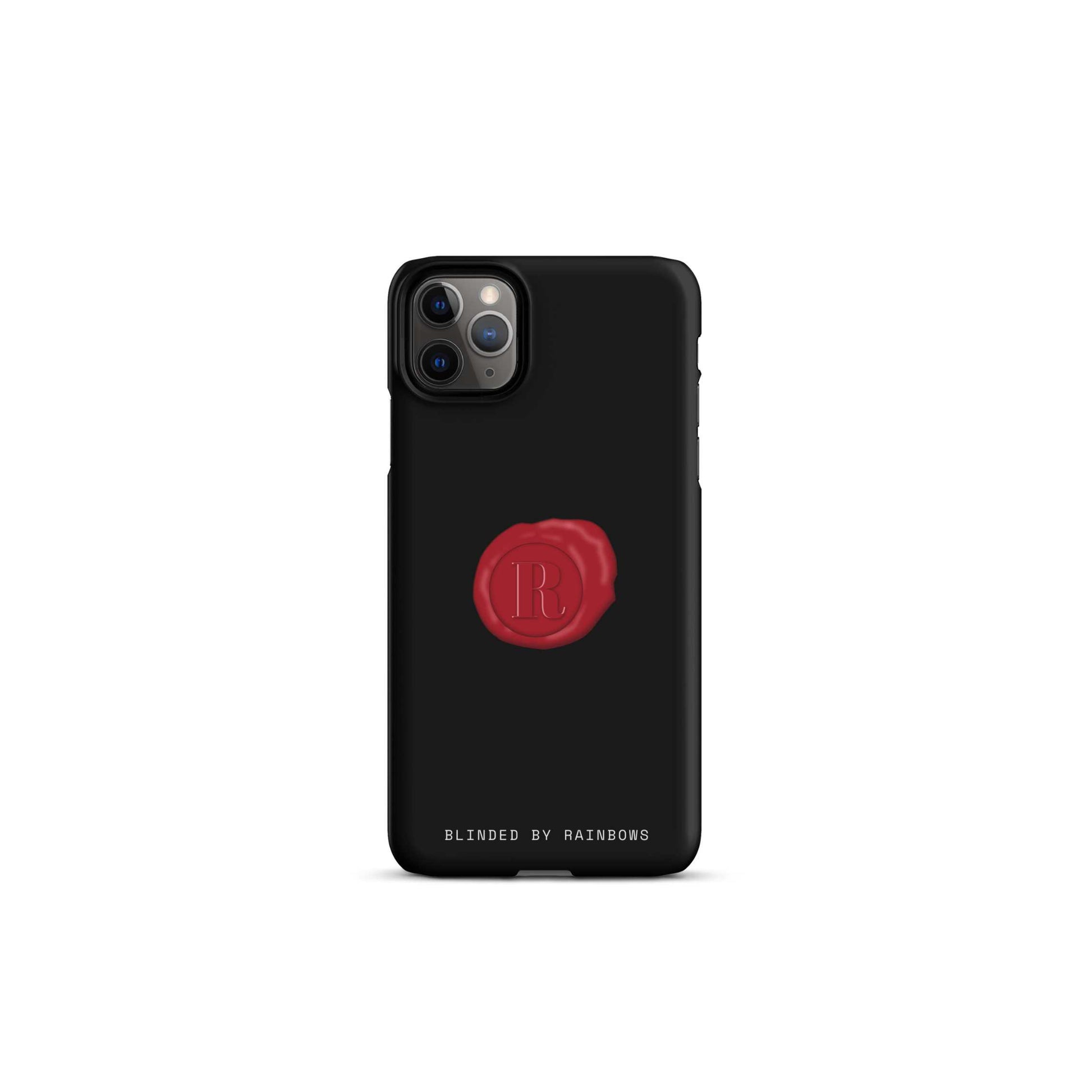 Limited edition Nightcall iPhone Case, in matte black with cherry wax stamp, from Blinded by Rainbows for cinema lovers.